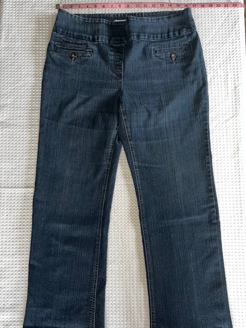 Vintage Contrast Petites Pull On High Rise Comfort Jeans Dark Wash 14P